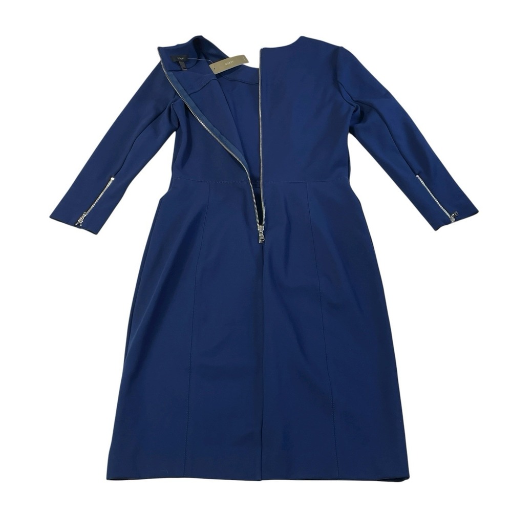 J.Crew Midnight Blue Structured Sheath Dress Size 2 Zip Back Work Chic NWT - Picture 9 of 11